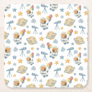 Capybara Astronaut Pattern Paper Coasters