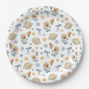 Capybara Astronaut Pattern Paper Plates