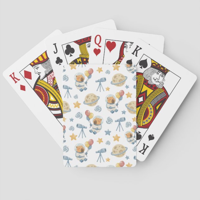 Capybara Astronaut Pattern - Playing Cards (Back)