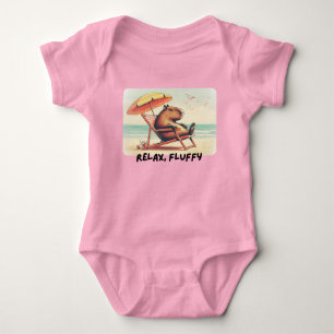Capybara at beach says: Relax, Fluffy Baby Bodysuit