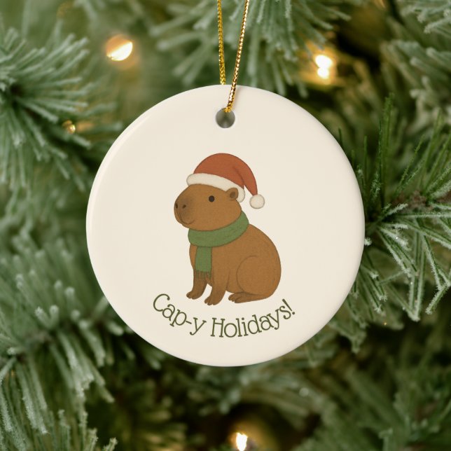 Capybara at Christmas Ceramic Tree Decoration (Tree)