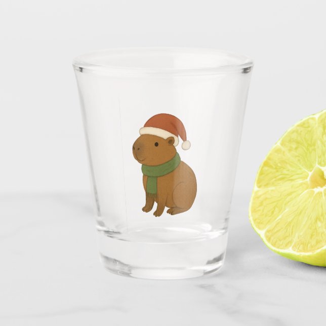 Capybara at Christmas Shot Glass (Front)