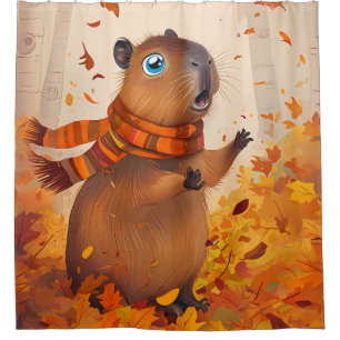 Capybara Autumn Curtain Cosy Fall-Themed