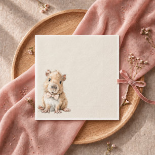 Capybara Baby Shower Napkin • Girl Edition