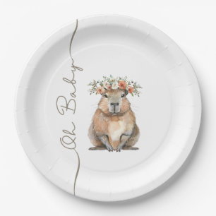 Capybara Baby Shower • Oh Baby Wildflower Paper Plate