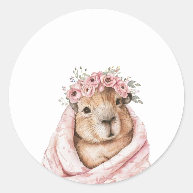 Capybara Baby Shower • Wildflower Sticker (Front)