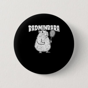 Capybara Badminton Shuttle - Player Racket Badminb 6 Cm Round Badge