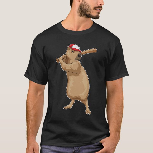 Capybara Baseball Baseball bat T-Shirt (Front)