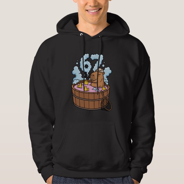 Capybara Bath Tub 67 Relaxed Funny Meme Animal Hoodie (Front)
