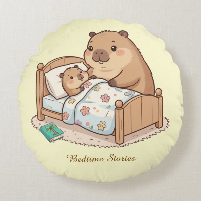 Capybara Bedtime Stories Pillow (Front)