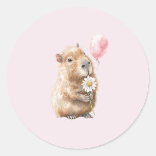 Capybara Birthday Classic Round Sticker