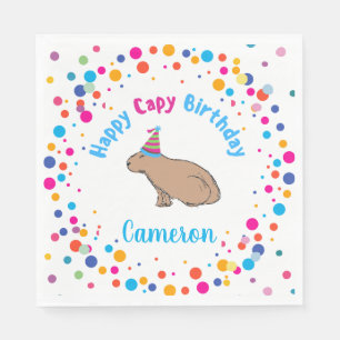 Capybara Birthday Cute Hand-Illustrated Colourful Napkin