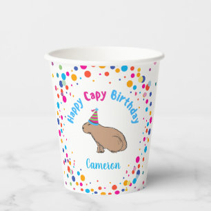 Capybara Birthday Cute Hand-Illustrated Colourful Paper Cups