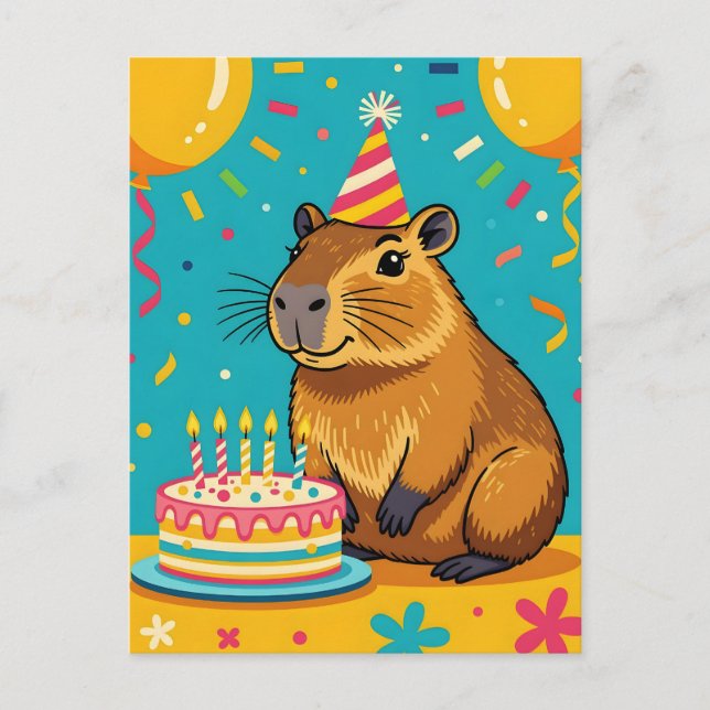Capybara Birthday Postcard (Front)