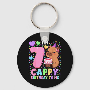 Capybara Birthday Shirt 7 Kawaii Girl Capybara 7th Key Ring