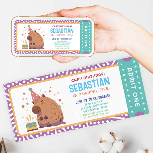 Capybara Birthday ticket Invitation