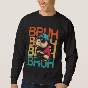 Capybara Bruh Funny Capybara Lover Vintage Retro Sweatshirt