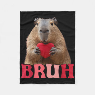 Capybara Bruh Meme Funny Saying Teens Boys Valenti Fleece Blanket