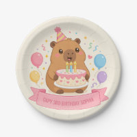 Capybara Capy 3rd Birthday Girl Name Pink Ribbon