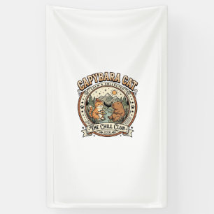 Capybara Cat Capybara Chill Cat Vintage Vector Art Banner