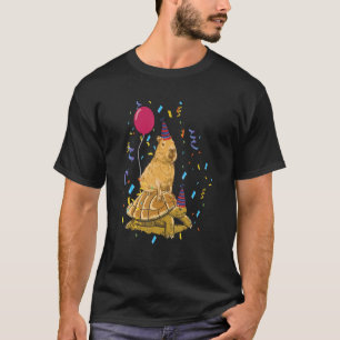 Capybara celebrating Birthday with Turtle Party T-Shirt