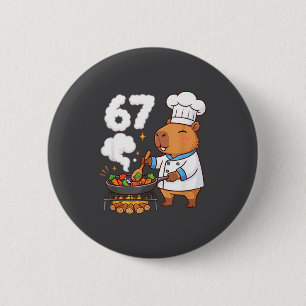 Capybara Chef 67 Six Seven Funny Brain Rot Meme Gr 6 Cm Round Badge
