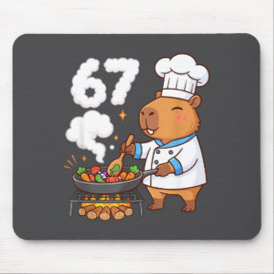 Capybara Chef 67 Six Seven Funny Brain Rot Meme Gr Mouse Pad