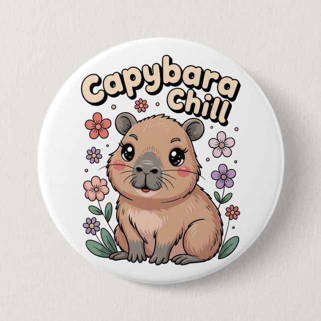 Capybara Chill 7.5 Cm Round Badge (Front)