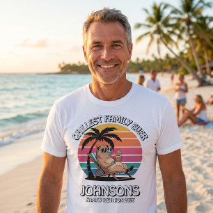 Capybara Chillest Family Reunion Retro Sunset T-Shirt