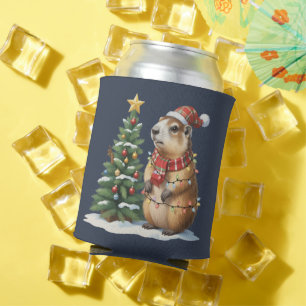 Capybara Christmas Cappy Animal Lover Xmas Can Cooler
