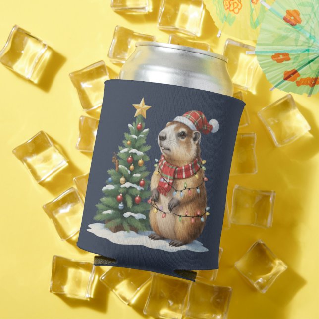 Capybara Christmas Cappy Animal Lover Xmas Can Cooler (In Situ Summer)
