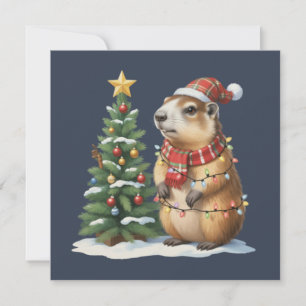 Capybara Christmas Cappy Animal Lover Xmas Holiday Card