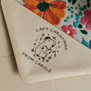 Capybara Christmas Carol Rubber Stamp Funny Gift