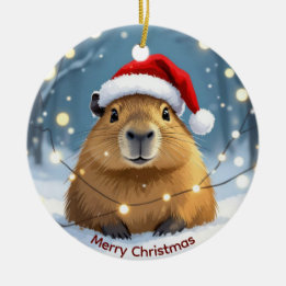 Capybara Christmas Greetings Ceramic Tree Decoration