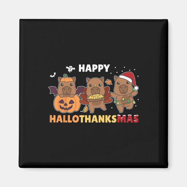 Capybara Christmas Halloween Costume Happy Halloth Magnet (Front)