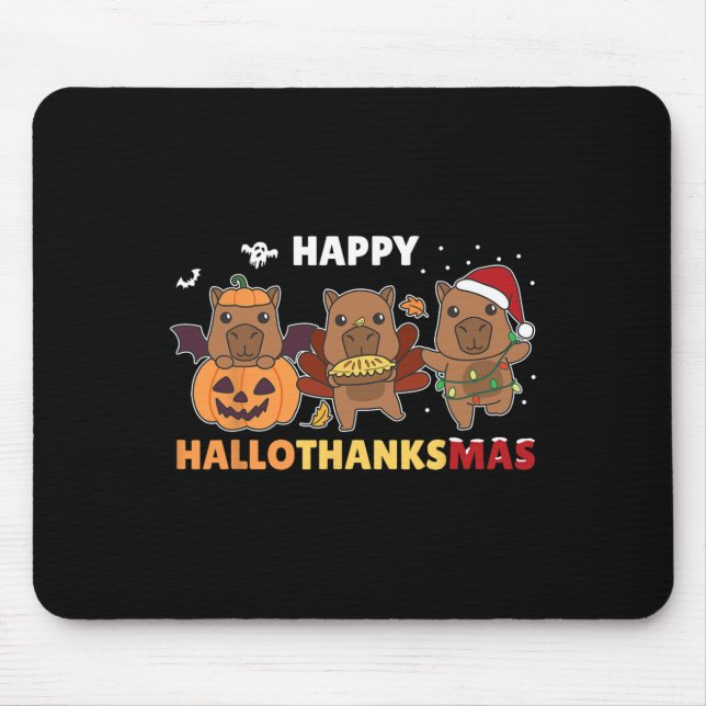 Capybara Christmas Halloween Costume Happy Halloth Mouse Pad (Front)