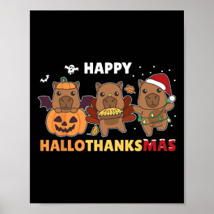 Capybara Christmas Halloween Costume Happy Halloth Poster