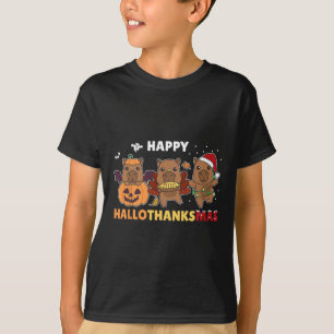 Capybara Christmas Halloween Costume Happy Halloth T-Shirt