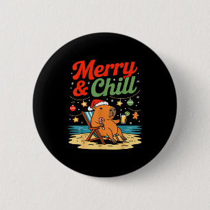 Capybara Christmas Holiday Beach Vibes Merry And C 6 Cm Round Badge