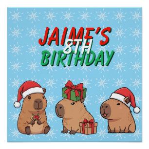 Capybara Christmas Holiday Birthday Poster