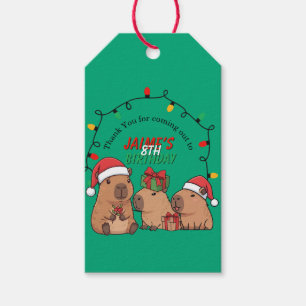 Capybara Christmas Lights Birthday Party  Gift Tags