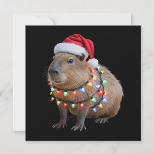Capybara Christmas Lights Xmas Holiday Cappy  Card