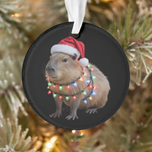 Capybara Christmas Lights Xmas Holiday Cappy Ornament