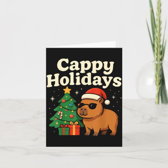Capybara Christmas Shirt, Funny Capy Holidays  Card (Front)