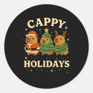 Capybara Christmas Shirt, Funny Capy Holidays Classic Round Sticker