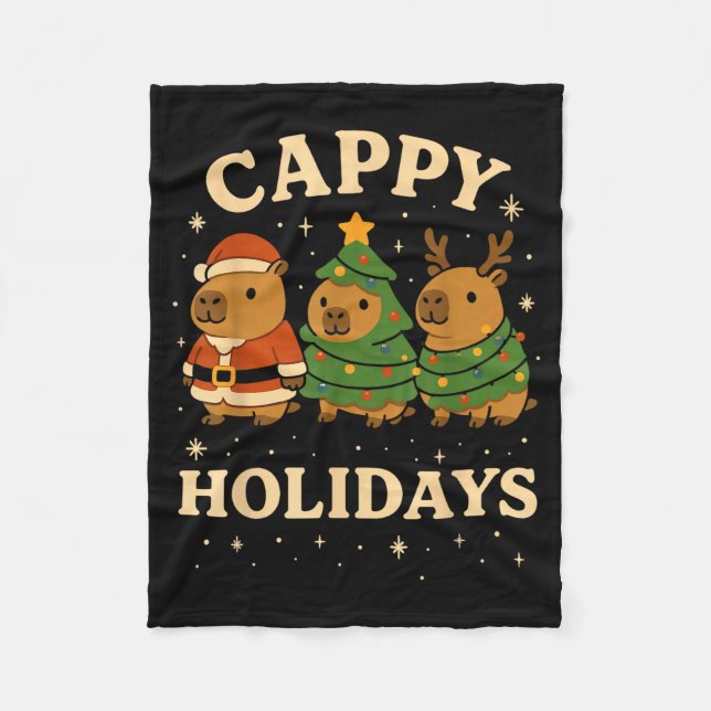 Capybara Christmas Shirt, Funny Capy Holidays  Fleece Blanket (Front)