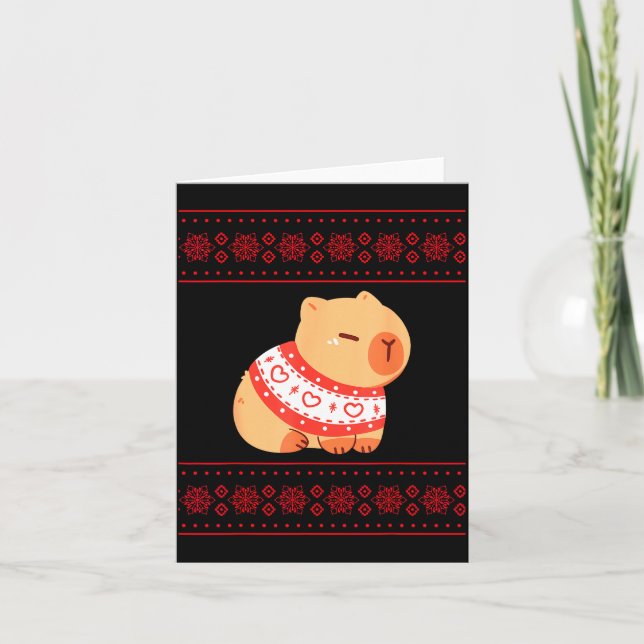 Capybara Christmas Sweater  Card (Front)