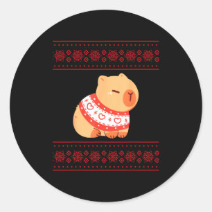 Capybara Christmas Sweater  Classic Round Sticker