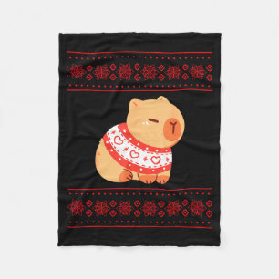 Capybara Christmas Sweater  Fleece Blanket