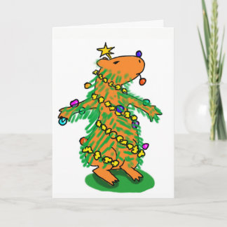 Capybara Christmas tree card